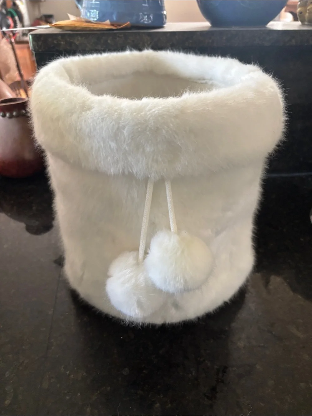 Faux Fur Pom-Pom Container